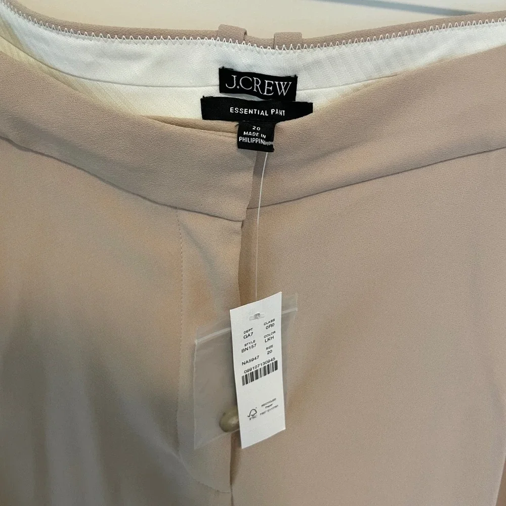 NWT J.Crew Essential Pant Khaki Tan High Rise Pleated Straight Leg Plus Size 20 - Picture 8 of 9